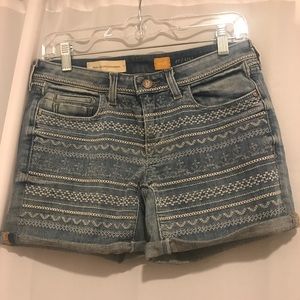 ANTHROPOLOGIE Embroidered Jean Shorts